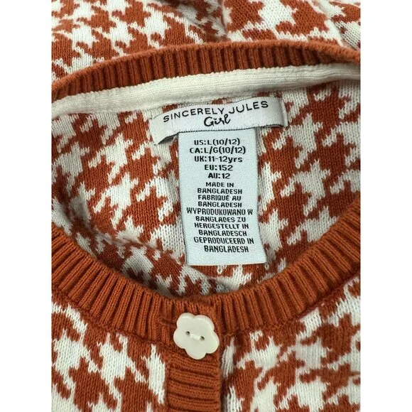 Sincerely Jules Girl Houndstooth Cardigan Sweater - Picture 8 of 10